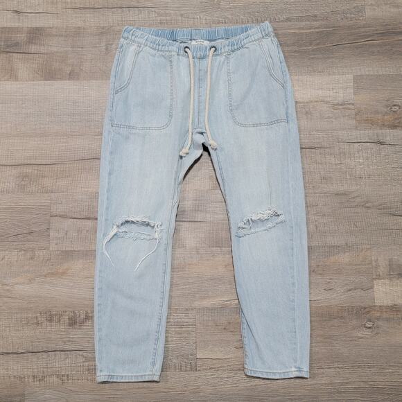 One Teaspoon Shabbies Size Medium Distressed Light Wash Slouchy Baggy Jeans - Picture 1 of 10